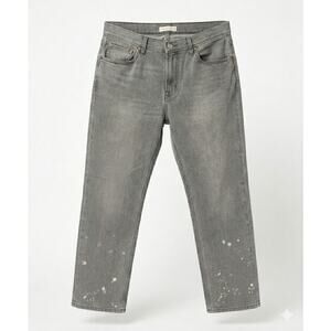 UGC Grey Paint Splatter Straight Leg Jeans Size 32 Vintage Wash Boho Streetwear